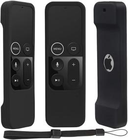 img 4 attached to 📺 Black Silicone Case for Apple TV 4K/4th Generation Remote - Lightweight, Anti-Slip, Secure Protective Cover with Hooks - Siri Remote Controller