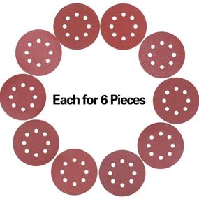 img 2 attached to 60 Pieces 5 Inch Sanding Discs with 8 Holes - Hook and Loop Sandpaper Pads for Circular Sanders, Various Grits (40/60/80/100/120/180/240/320/400/800)