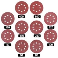 60 pieces 5 inch sanding discs with 8 holes - hook and loop sandpaper pads for circular sanders, various grits (40/60/80/100/120/180/240/320/400/800) logo