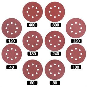 img 4 attached to 60 Pieces 5 Inch Sanding Discs with 8 Holes - Hook and Loop Sandpaper Pads for Circular Sanders, Various Grits (40/60/80/100/120/180/240/320/400/800)