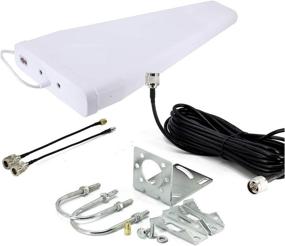 img 1 attached to 📶 700-2700 MHz Dual MIMO Wideband Directional Antenna - Enhance LTE 3G 4G Signals with 11dBi Gains: Fixed Mount Yagi Network Booster Kit, Including 30ft RG58 Cable, SMA Male to Female, and TS9 Connectors