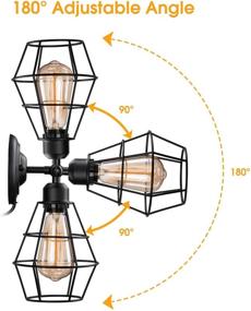 img 2 attached to 🔌 Vintage Plug in Dimmable Wall Sconce 2 Pack with Dimmer Switch - Elibbren Hardwired Industrial Edison Wire Cage Wall Light for Headboard, Bedroom, Nightstand - Rustic Wall Light Fixture 5.9FT Plug in Cord