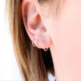 img 3 attached to 💎 Hypoallergenic 8mm Small Cartilage Earring Hoops Helix Tragus for Women and Girls - 925 Sterling Silver