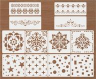 🎨 enhance your artistry with our premium quality reusable stencils set of 12: laser cut painting stencils for floor, wall, tile, fabric, and wood (white) logo