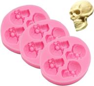 🎃 halloween skulls silicone chocolate candy molds - perfect fondant mold for cake decoration and wedding party supplies (set of 3) logo