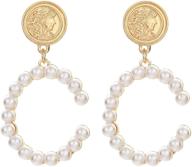 💍 cc initial pearl earrings for women - sterling silver letter c hypoallergenic gold studs for women and girls logo