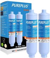 🚰 2пак pureplus rv встроенный водяной фильтр для оптимальной фильтрации rv, морских судов, лодок, кемперов - снижает содержание хлора, неприятный вкус, запах на 99% - идеально подходит для питья, мытья, садоводства, кемпинга и многого другого! логотип