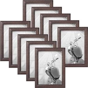 img 4 attached to 🖼️ Giverny 5x7 Picture Frames Brown - Set of 10 Photo Frames with Real Glass for Wall Mounting or Tabletop Display - Sleek Smooth Wrap Design for Indoor Decor