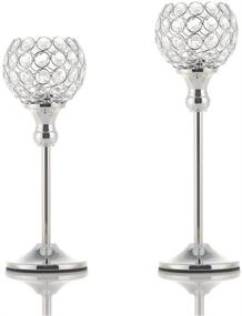 img 4 attached to 🕯️ Vincidern Crystal Tea Light Candle Holders Set of 2 - Elegant Silver Dinner Candlestick Holders for Table Décor, Home Accents, Weddings, and Housewarming Gifts (Pack of 2)