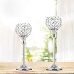 img 3 attached to 🕯️ Vincidern Crystal Tea Light Candle Holders Set of 2 - Elegant Silver Dinner Candlestick Holders for Table Décor, Home Accents, Weddings, and Housewarming Gifts (Pack of 2)