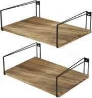 sriwatana wide floating shelves: rustic wood wall shelves set of 2 - carbonized black, perfect for stylish room decor with ample storage capacity! logo