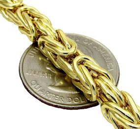 img 2 attached to 🔗 925 Sterling Silver 6mm Hollow Byzantine Box Link Chain Necklace or Bracelet with Yellow Gold or Rhodium Plating - Available in Sizes 7.5"-30