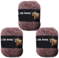 🧶 soft cashmere blended yak wool yarn: 3 balls of worsted weight thread for diy sweaters, scarves, gloves - 300g (purple camel) logo