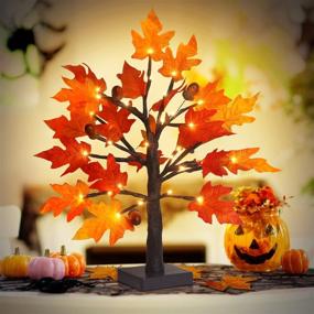 img 4 attached to 🍁 FastDeng 1.5ft Lighted Maple Tree - Artificial Fall Tree with Timer, 36 LED Warm White Autumn Tabletop Tree Lights Battery Operated for Indoor Fall Harvest Home Decor, Thanksgiving Decorations