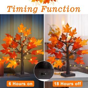 img 3 attached to 🍁 FastDeng 1.5ft Lighted Maple Tree - Artificial Fall Tree with Timer, 36 LED Warm White Autumn Tabletop Tree Lights Battery Operated for Indoor Fall Harvest Home Decor, Thanksgiving Decorations