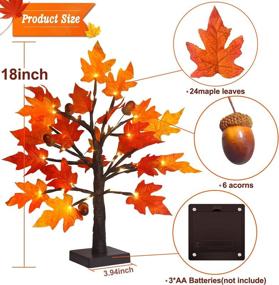 img 1 attached to 🍁 FastDeng 1.5ft Lighted Maple Tree - Artificial Fall Tree with Timer, 36 LED Warm White Autumn Tabletop Tree Lights Battery Operated for Indoor Fall Harvest Home Decor, Thanksgiving Decorations