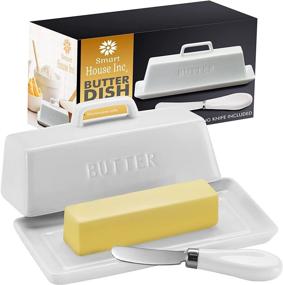 img 4 attached to 🔪 Knife Ceramic Butter Dish Set