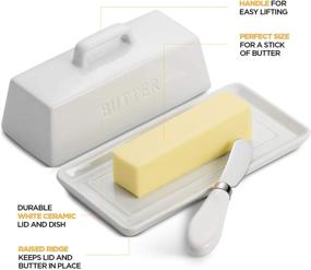 img 2 attached to 🔪 Knife Ceramic Butter Dish Set