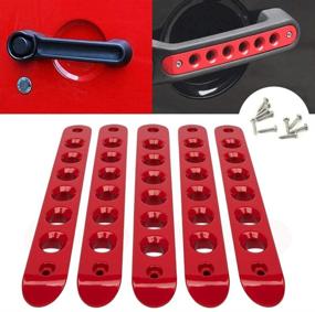 img 3 attached to Red Opall 5pcs/Set Aluminum Grab Handle Cover for 2007-2018 Jeep Wrangler JK & Unlimited 4 Door - Front and Back Door