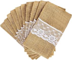 img 4 attached to 🍴 OurWarm 4 x 8 Inch Natural Burlap Lace Utensil Cutlery Holders Pouch Bags 50 Pack - Perfect for Rustic Wedding Party Decorations and Bridal Shower - Includes Knifes, Forks, and Napkin Silverware Holder Bag