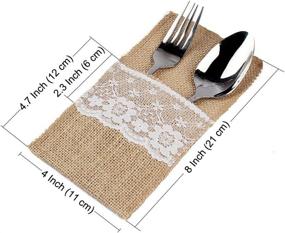 img 3 attached to 🍴 OurWarm 4 x 8 Inch Natural Burlap Lace Utensil Cutlery Holders Pouch Bags 50 Pack - Perfect for Rustic Wedding Party Decorations and Bridal Shower - Includes Knifes, Forks, and Napkin Silverware Holder Bag