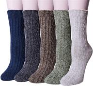 🧦 women's thick knit vintage wool socks - warm and cozy winter crew socks (5 pairs) - ideal gifts logo