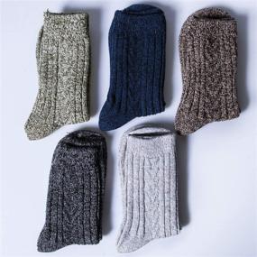 img 3 attached to 🧦 Women's Thick Knit Vintage Wool Socks - Warm and Cozy Winter Crew Socks (5 Pairs) - Ideal Gifts