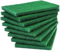 8pcs heavy duty scouring pad set - premium scrub pads with anti-grease technology, reusable green dish scrubber for kitchen & metal grills, multipurpose scour pad, 3.9 x 5.9 x 0.36in logo