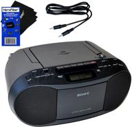 📻 sony portable boombox with mp3 cd player, digital am/fm radio, tape cassette recorder, headphone output & 3.5mm audio auxiliary input jack - compact stereo sound system logo