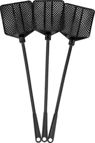 img 4 attached to 🪰 OFXDD Rubber Fly Swatter Set - 3 Pack, Long Handle, Heavy Duty, All Black Colors: Effective Insect Control