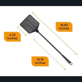 img 3 attached to 🪰 OFXDD Rubber Fly Swatter Set - 3 Pack, Long Handle, Heavy Duty, All Black Colors: Effective Insect Control