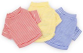 img 4 attached to DroolingDog Dog Clothes: Stylish Pack of 3 Striped T-Shirts for Small Dogs