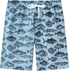 img 1 attached to 🩲 Boys' Blue Fish Akula Print Swimsuit with Convenient Pockets - Ideal for Clothing and Swimming
