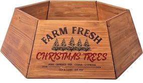 img 3 attached to 🎄 Vintage Wooden Tree Collar Box - Farmhouse Rustic Christmas Tree Decor. Weathered Wood Vintage Decoration (Collapsible, Brown)