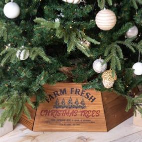 img 4 attached to 🎄 Vintage Wooden Tree Collar Box - Farmhouse Rustic Christmas Tree Decor. Weathered Wood Vintage Decoration (Collapsible, Brown)