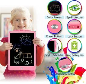 img 2 attached to 🎨 TOPJUM LCD Writing Tablet: 10inch Color Doodle Board for Girls - Reusable & Erasable Drawing Pad, Educational & Learning Toy for 3–7 Years Old Kids