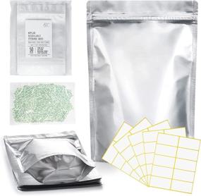 img 4 attached to 🔒 50-Pack Double Zipper Mylar Bags Bundle - 1qt Extra Thick 9.85mil (7x10") with 400cc Oxygen Absorbers & Labels | Ideal for Long Term Food Storage | Convenient Top Load, Heat Sealable, Food Grade, Reusable