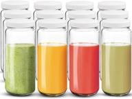 bedoo 12 pack glass juicing bottles jars 16 oz: the ultimate solution for glass juice and water bottles, reusable and leak-proof with plastic airtight lids logo