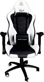 img 4 attached to 🪑 EGA Big and Tall Gaming Chair: Removable Lumbar Support, Metal Base, Ergonomic Design - High Back PU Leather Office Desk Chair with Headrest (White) G1