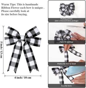 img 2 attached to 🎀 Versatile 30-Piece Buffalo Plaid Bows for Holiday Decor - Halloween, Thanksgiving, Christmas - Xmas Tree Home Decor - Black Red Plaid and Black White Plaid - 4 x 5 Inch Bows