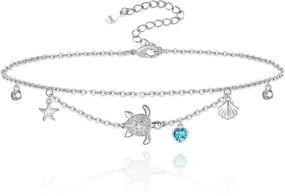 img 4 attached to 🌙 Captivating 925 Sterling Silver Universe Moon and Star Layered Anklet: Adjustable Beach Bracelet - Ideal Dainty Jewelry Gift for Women & Girls