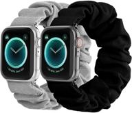 🌸 women's fabric scrunchy apple watch bands - compatible with 38mm 40mm iwatch series 1 se 2 3 4 5 6 (small black, gray) - cloth patterned elastic wristbands for better seo logo