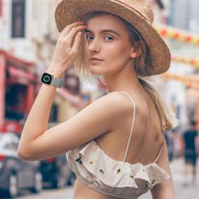 img 1 attached to 🌸 Женские тканевые Scrunchy браслеты для Apple Watch - Совместимы с 38мм 40мм iWatch Series 1 SE 2 3 4 5 6 (Маленькие, черные, серые) - Тканевые эластичные браслеты с узором для лучшего SEO