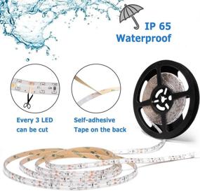 img 2 attached to 💧 Premium Water-Resistant LED Strip Light - 16.4ft/5m, 300 LEDs, 12V Flexible Waterproof Tape (Blue, Cuttable, No Power Adapter)