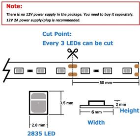 img 3 attached to 💧 Premium Water-Resistant LED Strip Light - 16.4ft/5m, 300 LEDs, 12V Flexible Waterproof Tape (Blue, Cuttable, No Power Adapter)