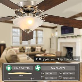 img 1 attached to Vintage Style Ceiling Fan with Lights and Pull Chains Control, 52-Inch, Silent Motor (5 Blades) by warmiplanet