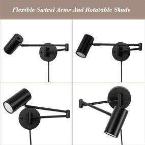 img 2 attached to 🔆 Modern Swivel Arm LED Wall Sconce - Stylish Plug-in Lighting for Bedroom & Living Room