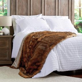 img 1 attached to 🛌 Lavish Home Brown Chinchilla Fur Blanket: Luxurious, Soft, and Hypoallergenic Gift in a Box, 60”x70