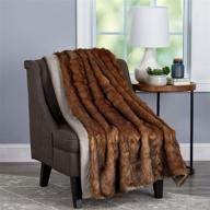 🛌 lavish home brown chinchilla fur blanket: luxurious, soft, and hypoallergenic gift in a box, 60”x70 логотип