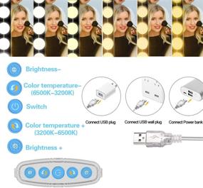 img 1 attached to 💡 SICCOO Makeup Vanity Lights for Mirror - Hollywood Style LED Vanity Mirror Lights with 14 Dimmable Bulbs, USB Cable, White